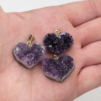 Amethyst Druse Anhänger Herz klein vergoldet 0,3 µm