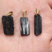 Turmalin Rohstein Anhänger vergoldet 0,3 µm