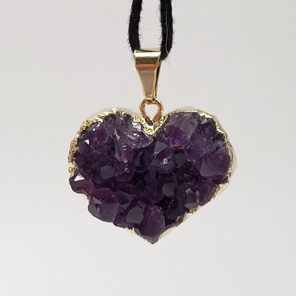 Amethyst Druse Anhänger Herz klein vergoldet 0,3 µm