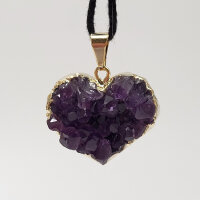 Amethyst Druse Anhänger Herz klein vergoldet 0,3 µm
