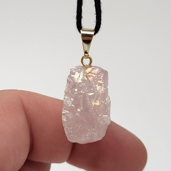 Angel Aura Rosenquarz Anhänger vergoldet 0,3 µm