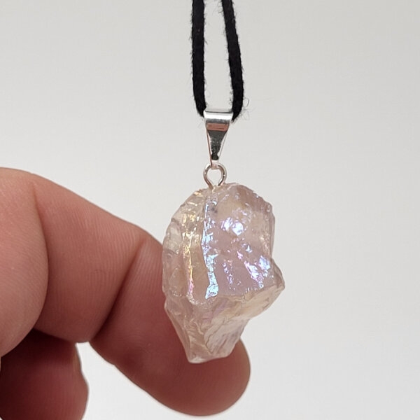 Angel Aura Rosenquarz Anhänger versilbert 0,3 µm