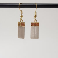 Selenit Rohstein Ohrringe vergoldet 0,3µm