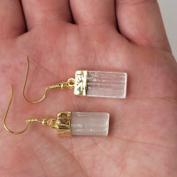 Selenit Rohstein Ohrringe vergoldet 0,3µm