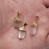 Bergkristall Anhänger klein gold galvanisiert 0,3 µm