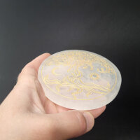 Selenit Untersetzer - Baum des Lebens gold 10cm