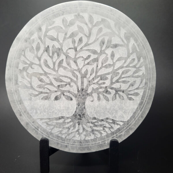 Selenit Untersetzer - Baum des Lebens 15cm