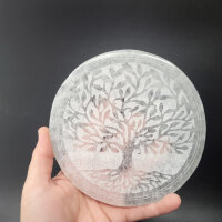 Selenit Untersetzer - Baum des Lebens 15cm