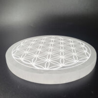 Selenit Untersetzer - Blume des Lebens 14cm