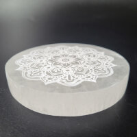 Selenit Untersetzer - Blumenmandala 8cm