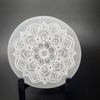Selenit Untersetzer - Blumenmandala 10cm