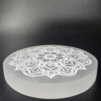 Selenit Untersetzer - Blumenmandala 10cm