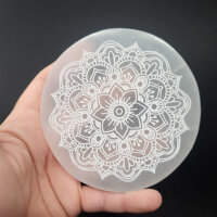 Selenit Untersetzer - Blumenmandala 10cm