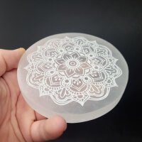Selenit Untersetzer - Blumenmandala 10cm