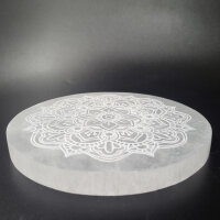 Selenit Untersetzer - Blumenmandala15cm
