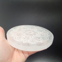 Selenit Untersetzer - Blumenmandala15cm