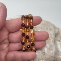 Bernstein Kinderarmband C dunkel kleine Perlen mehrfarbig