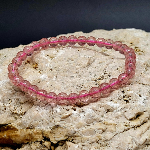 Erdbeerquarz natur Armband rund 6mm