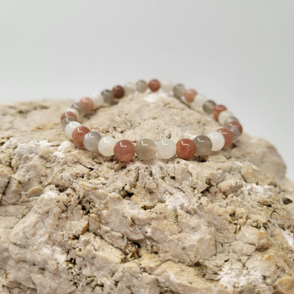 Mondstein Mix Armband rund 6mm