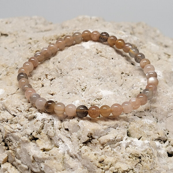 Mondstein "Sparkle Gold" Armband rund 4mm