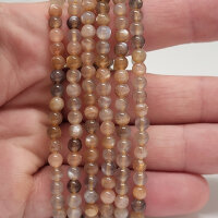 Mondstein "Sparkle Gold" Armband rund 4mm