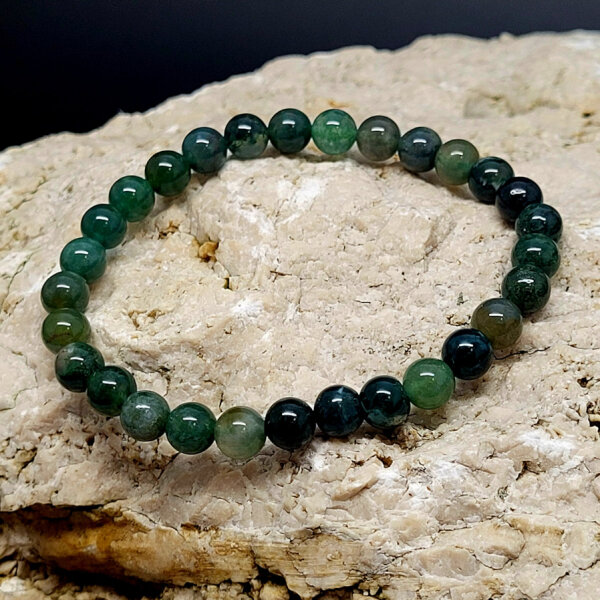 Moosachat Armband rund 6mm