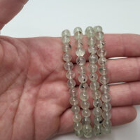 Prehnit "scharze Härchen" Armband rund 6mm