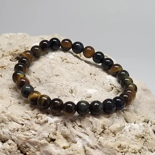 Tigerauge gold und blau Armband rund