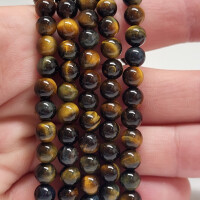 Tigerauge gold und blau Armband rund 6mm