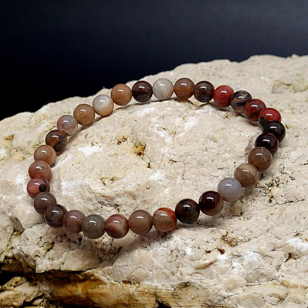 versteinertes Holz Armband rund 6mm