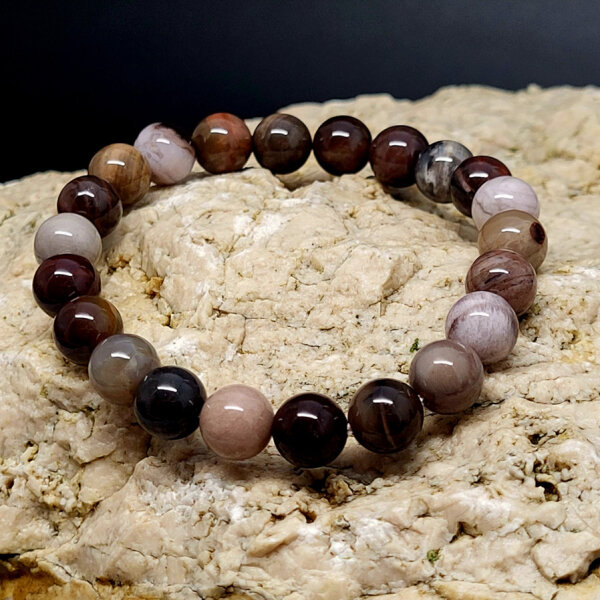 versteinertes Holz Armband rund 8mm