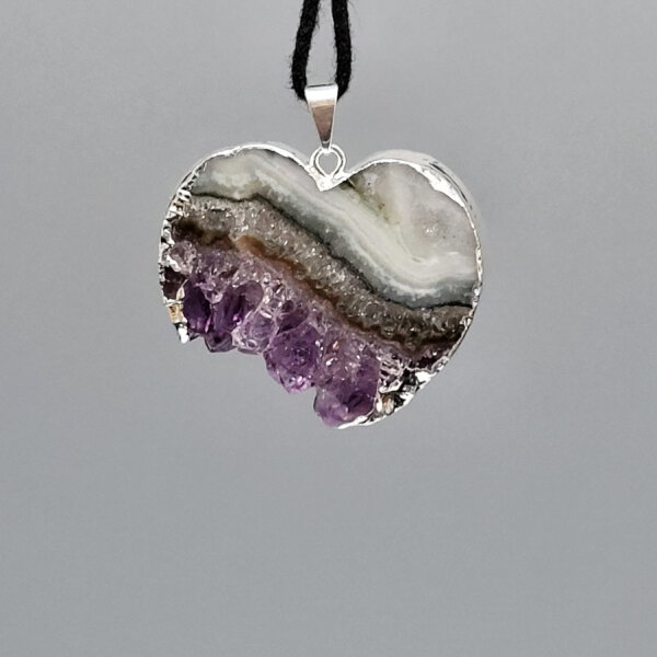Amethyst Anhänger Herz silber plated