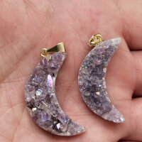 Angel Aura Amethyst Druse Anhänger Mond vergoldet