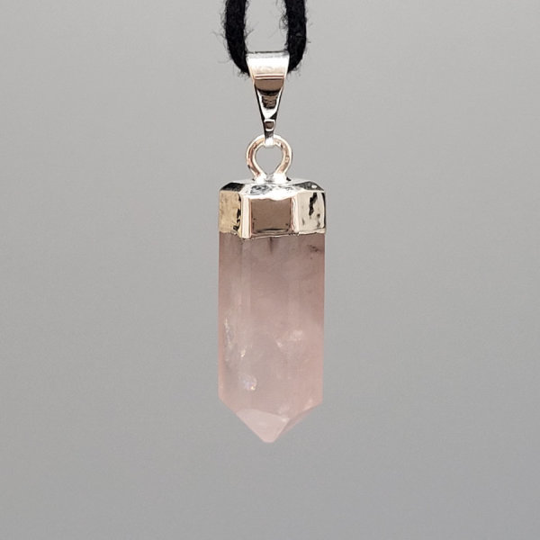 Rosenquarz Anhänger Pendel silber plated
