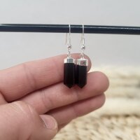 Onyx Ohrringe Pendel silber plated