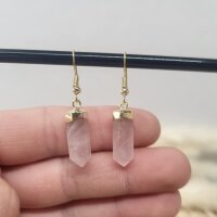 Rosenquarz Ohrringe Pendel gold plated