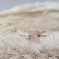Rosenquarz Ohrringe Pendel gold plated