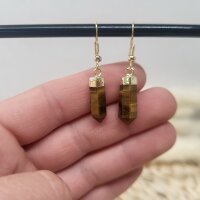 Tigerauge Ohrringe Pendel gold plated