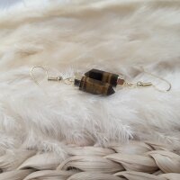 Tigerauge Ohrringe Pendel gold plated