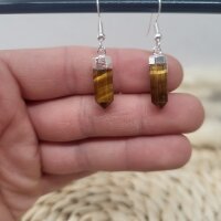 Tigerauge Ohrringe Pendel silber plated