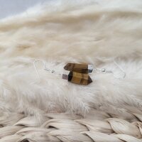 Tigerauge Ohrringe Pendel silber plated