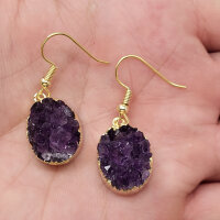 Amethyst Ohrringe Druse gold plated