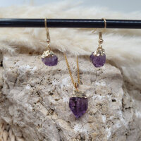 Amethyst Anhänger & Ohrringe als Set gold plated