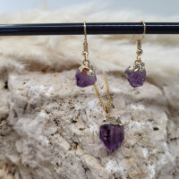 Amethyst Anhänger & Ohrringe als Set gold plated