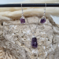 Amethyst Anhänger & Ohrringe als Set silber plated