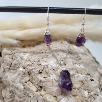 Amethyst Anhänger & Ohrringe als Set silber plated