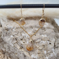 Citrin Anhänger & Ohrringe als Set gold plated