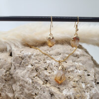 Citrin Anhänger & Ohrringe als Set gold plated