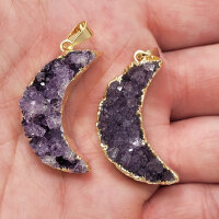 Amethyst Druse Anhänger Mond gold plated