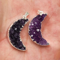 Amethyst Druse Anhänger Mond silber plated